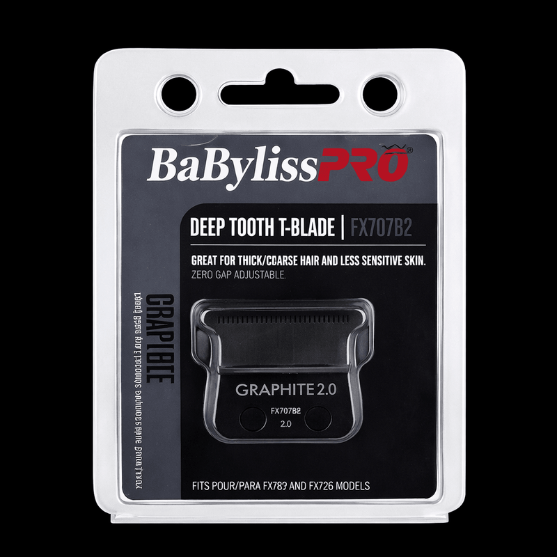 BaBylissPRO Deep Tooth T-Blade FX707B2 Graphite 2.0 – retail packaging on black background