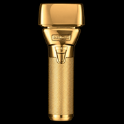 BaBylissPRO GoldFX FXONE foil shaver angled front view with dual gold titanium foils