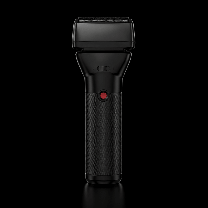 BaBylissPRO FXONE BLACKFX All-Metal Interchangeable-Battery Shaver FX79FSMB – complete kit on black background