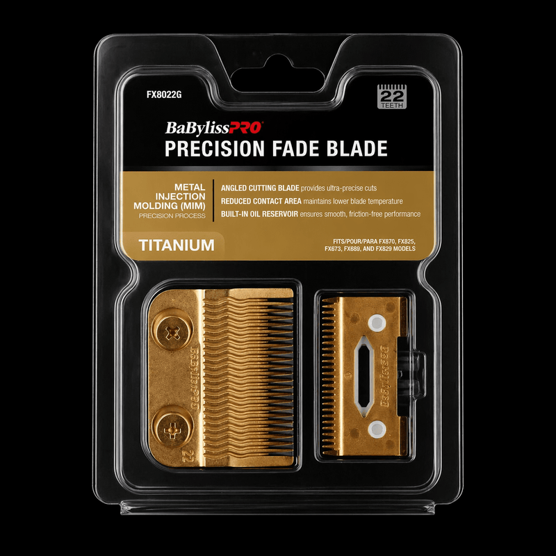 BaBylissPRO FX8022G MIM precision fade blade packaging front clear clamshell