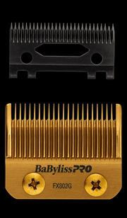 BaBylissPRO FX802G Gold DLC Titanium Taper Replacement Blade – blade set on black background