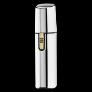 Side view of the silver BaBylissPRO FXFS1 shaver with protective cover and gold switch