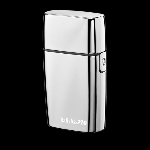 Side profile of the BaBylissPRO #FXFS2 silver metal housing and ergonomic power switch.
