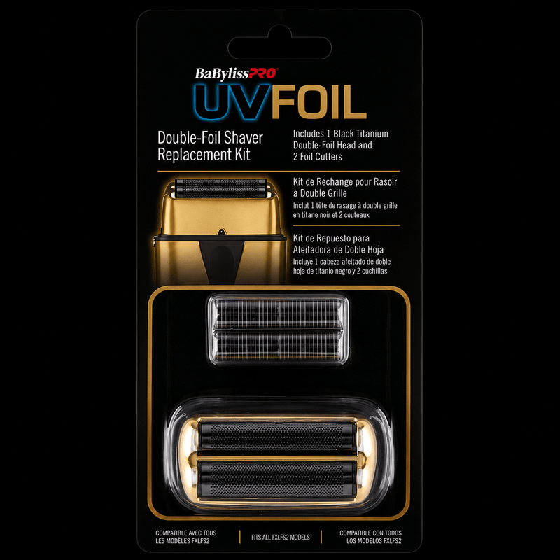 BaBylissPRO UVFoil Double-Foil Shaver Replacement Kit packaging on a white background
