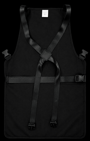 BaBylissPRO Barberology Black Barber Apron BBAPRON – worn view on black background