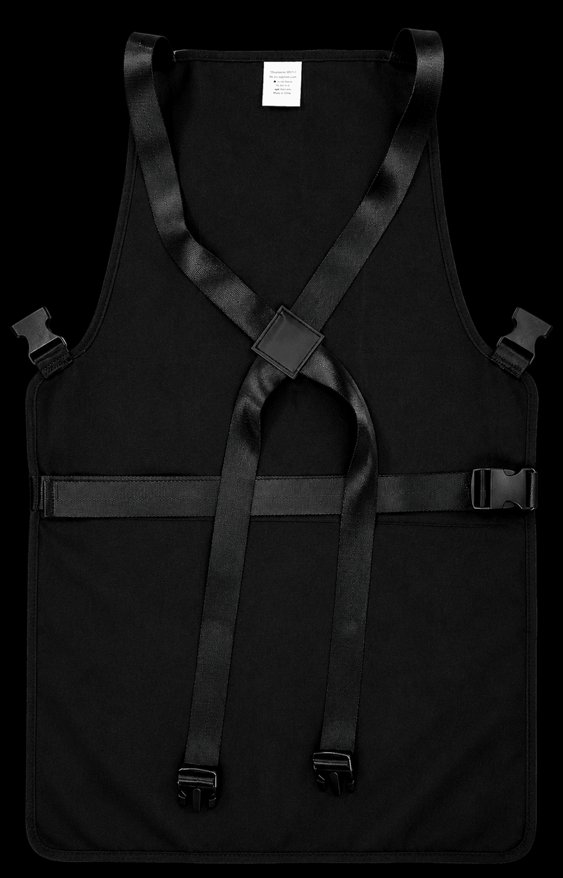 BaBylissPRO Barberology Black Barber Apron BBAPRON – worn view on black background