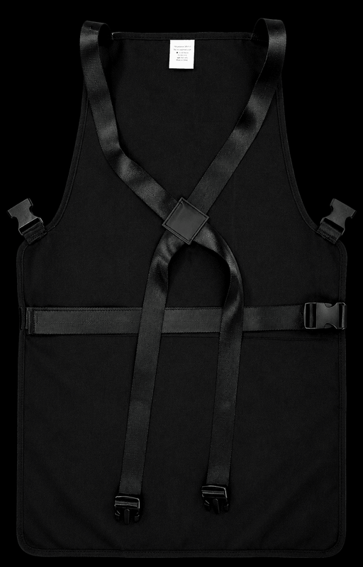 BaBylissPRO Barberology Black Barber Apron BBAPRON – worn view on black background