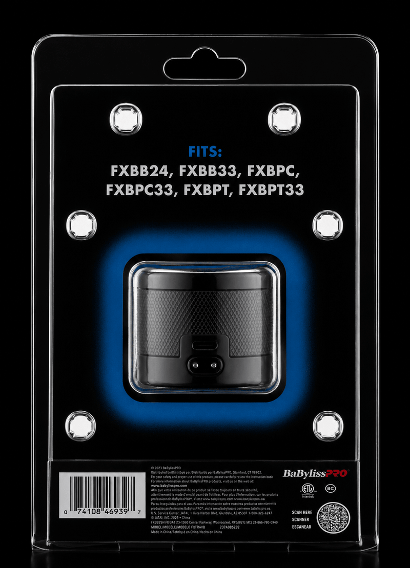 Back view of a hair dryer packaging with product details and brand logo.