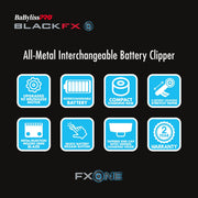 BaBylissPRO FXONE BlackFX clipper features brushless motor interchangeable battery system
