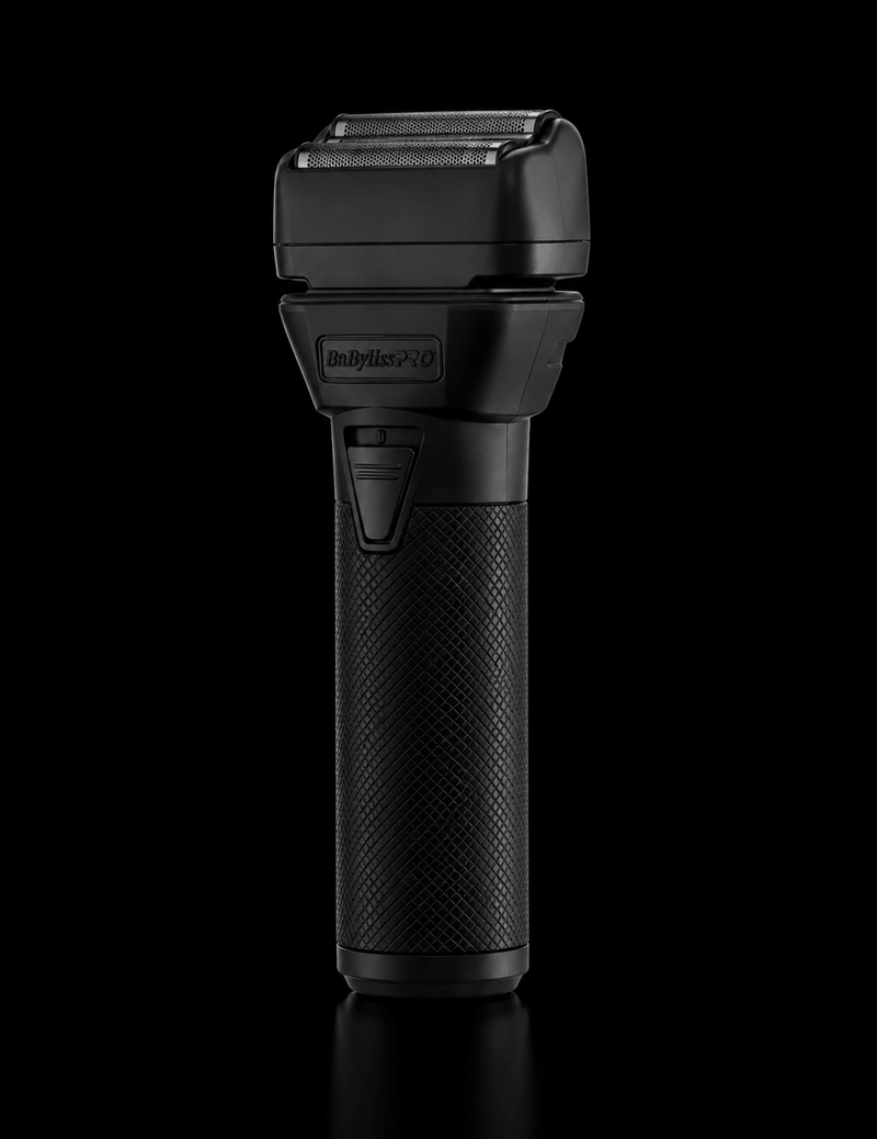 BaBylissPRO FXONE BLACKFX All-Metal Interchangeable-Battery Shaver FX79FSMB – kit view on black background