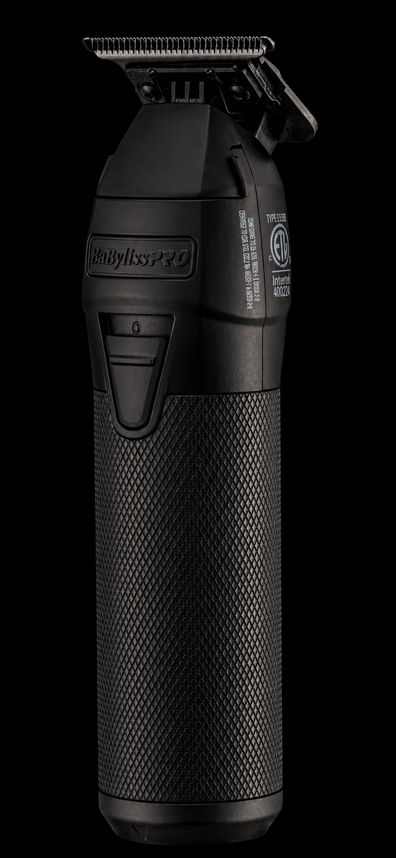 BaBylissPRO FXONE SkeletonFX Black Trimmer – left angle view on white background