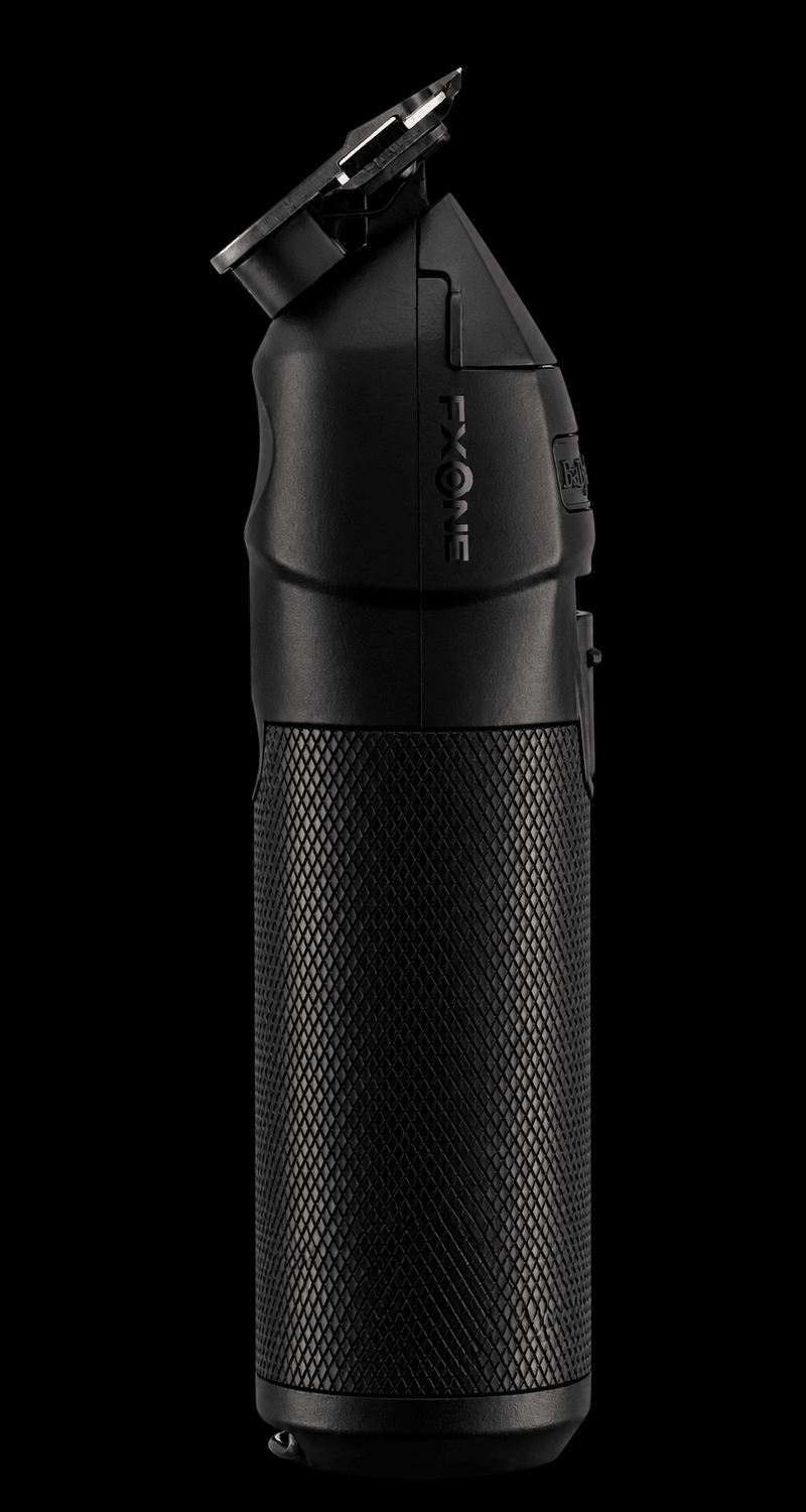 BaBylissPRO FXONE SkeletonFX Black Trimmer – side profile with textured grip on black background