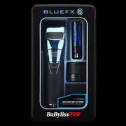 BaBylissPRO FXONE BlueFX cordless clipper retail packaging with battery