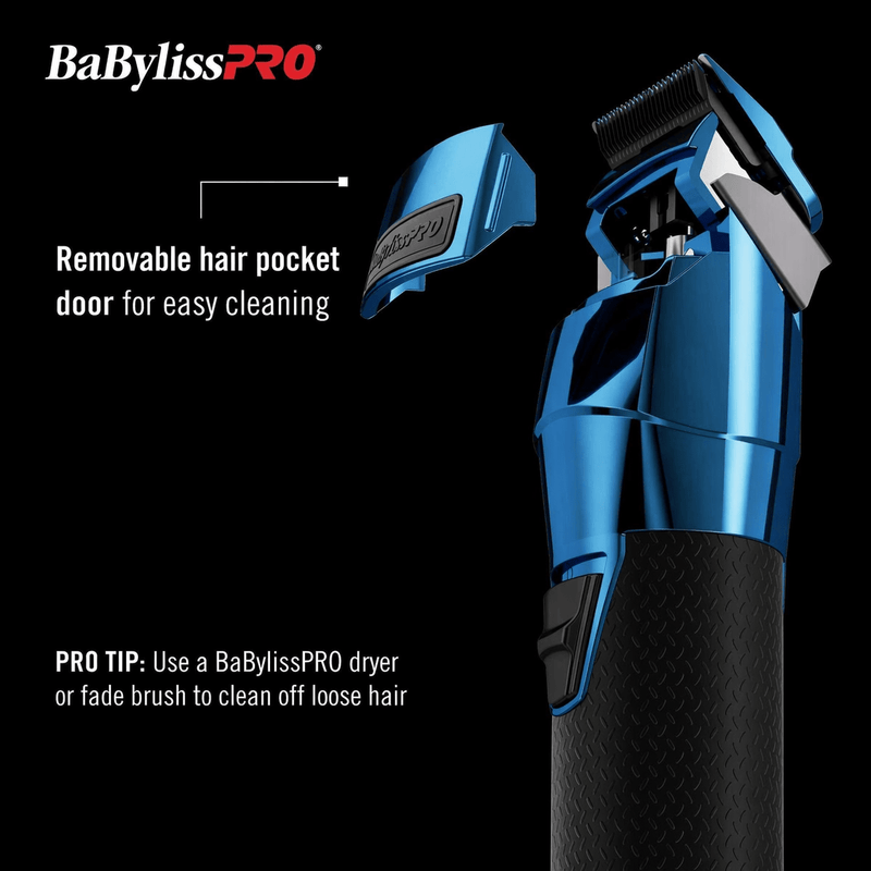 BaBylissPRO FXONE BlueFX clipper removable hair pocket door cleaning feature