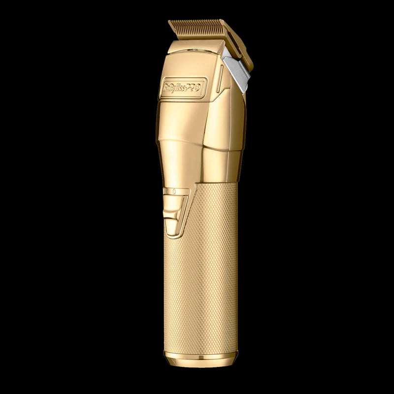 BaBylissPRO FXONE gold clipper angled left view professional barber clipper
