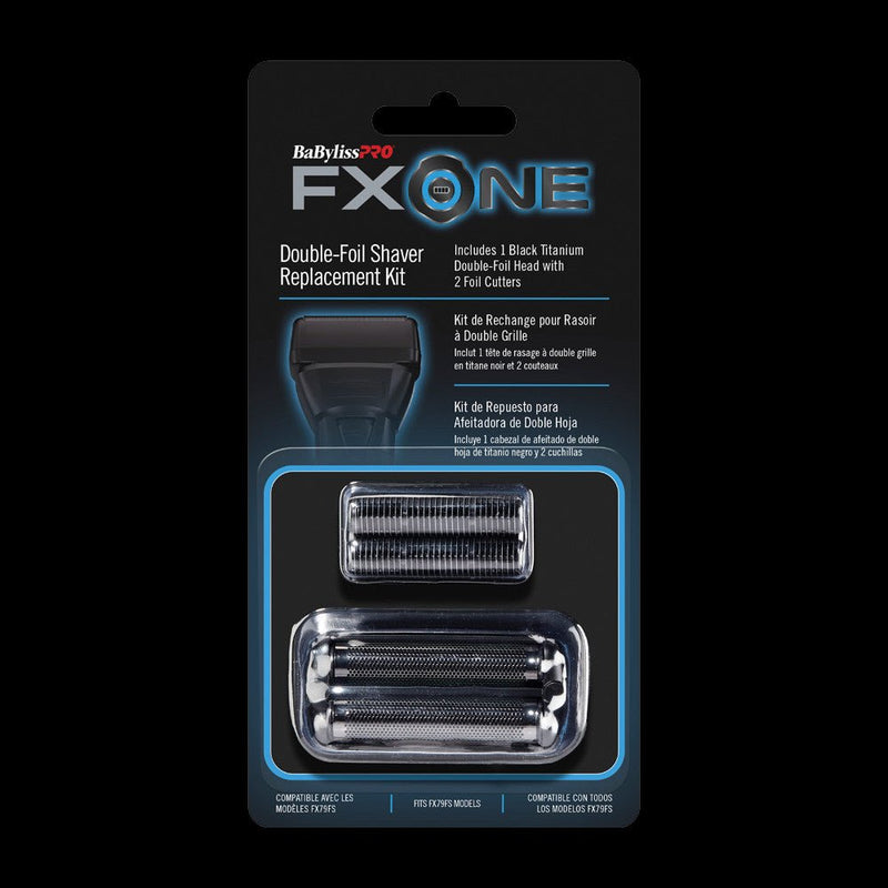 BaBylissPRO FXONE dual foil shaver replacement head kit in packaging front view
