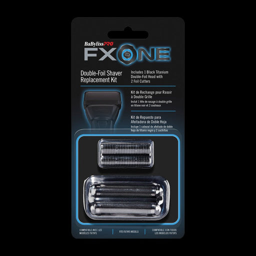 BaBylissPRO FXONE dual foil shaver replacement head kit in packaging front view