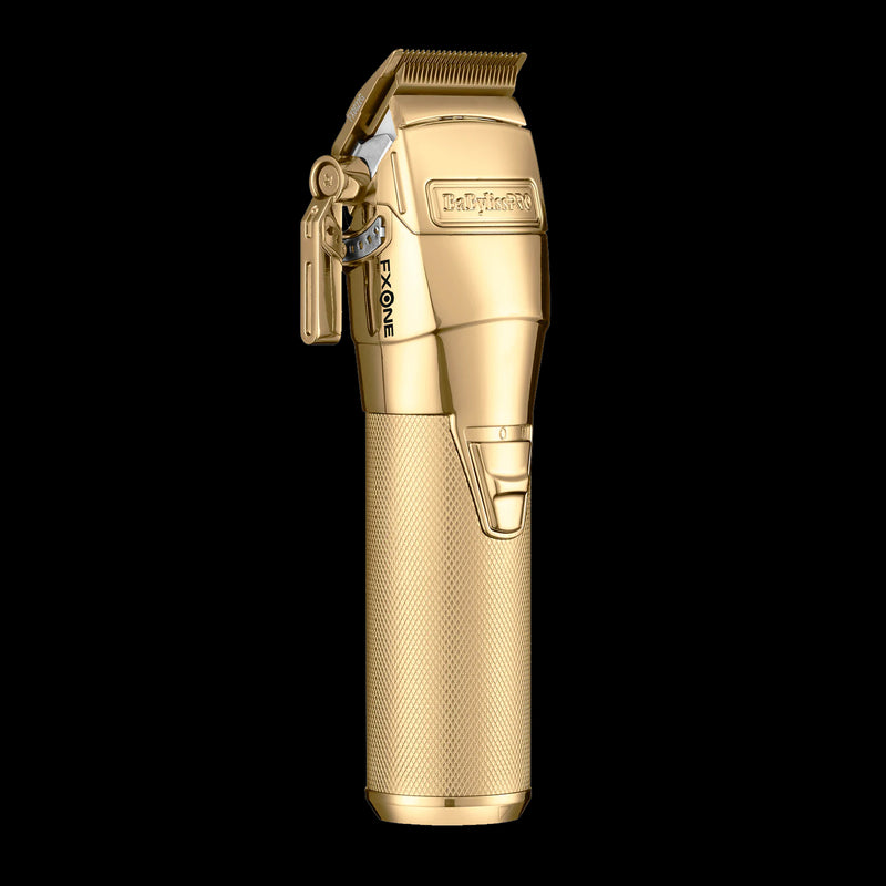 BaBylissPRO FXONE GOLDFX clipper side view gold cordless barber clipper