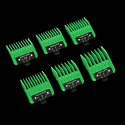 Six green BaBylissPRO FXPCG2 Precision guards arranged diagonally with black size labels