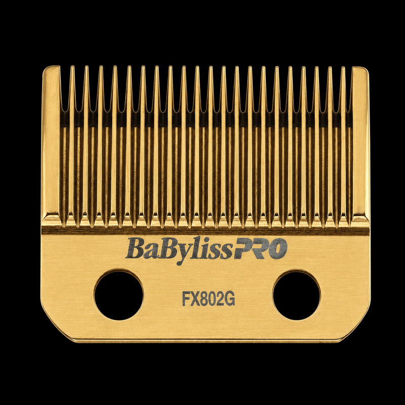 BaBylissPRO Gold Taper Clipper Blade FX802G – front view on black background