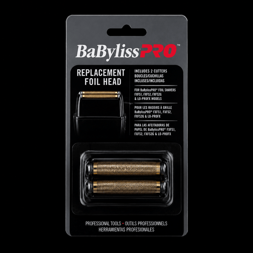 BaBylissPro replacement foil head packaging on a black background