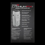 BaBylissPRO LithiumFX Plus Limited Edition grey foil shaver backside retail packaging