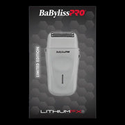 BaBylissPRO LithiumFX shaver packaging on a dark background