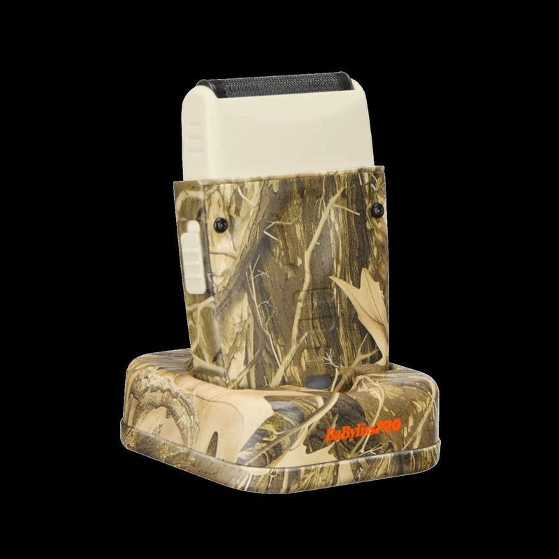 BaBylissPRO LO-PROFX Compact Shaver camo on charging stand FXLPFS1CAM