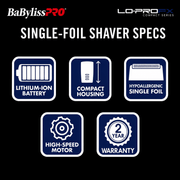 BaBylissPRO LO-PROFX Single-Foil Shaver Blue