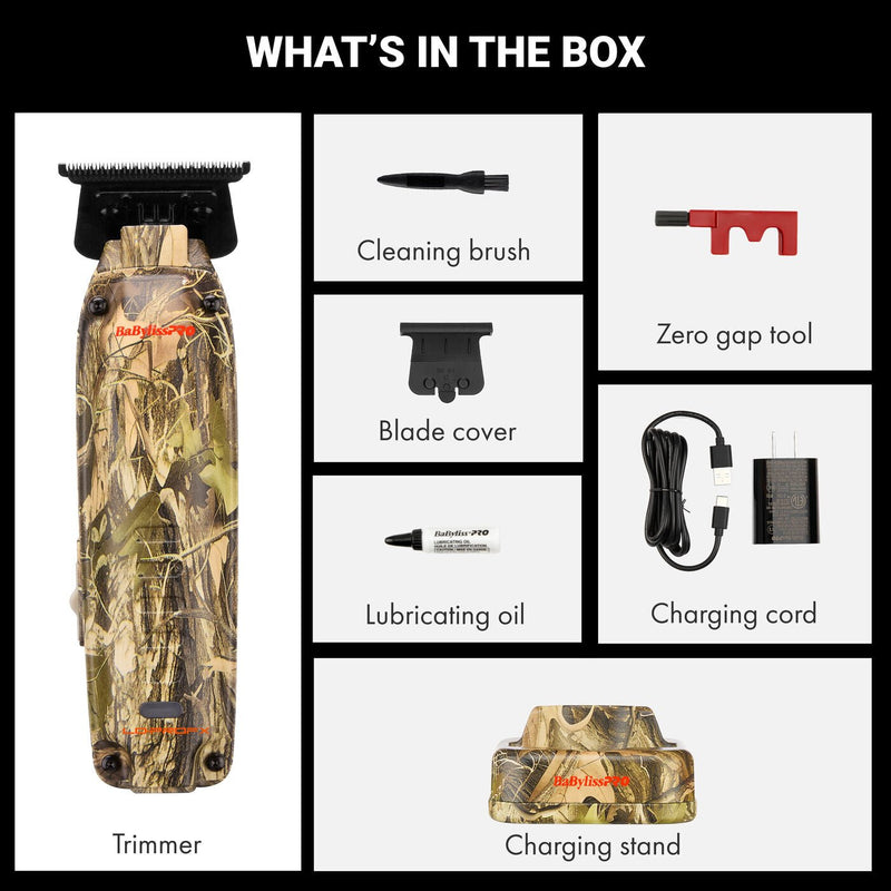 BaBylissPRO LO-PROFX Compact Trimmer camo kit contents FX72CAM