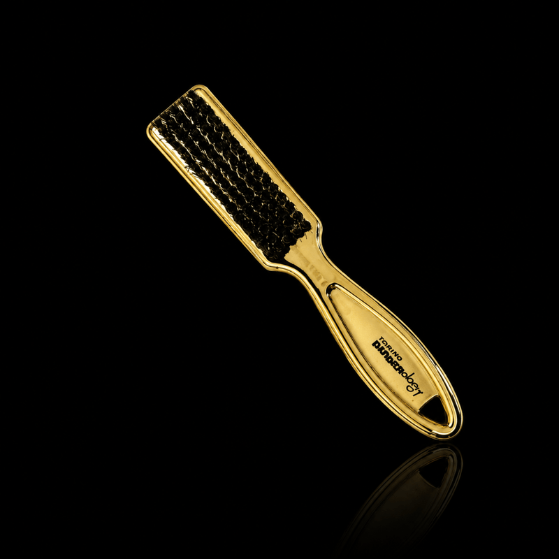 BaBylissPRO Metal Fade Brush Gold Angled View Available at Primos Barber Supply