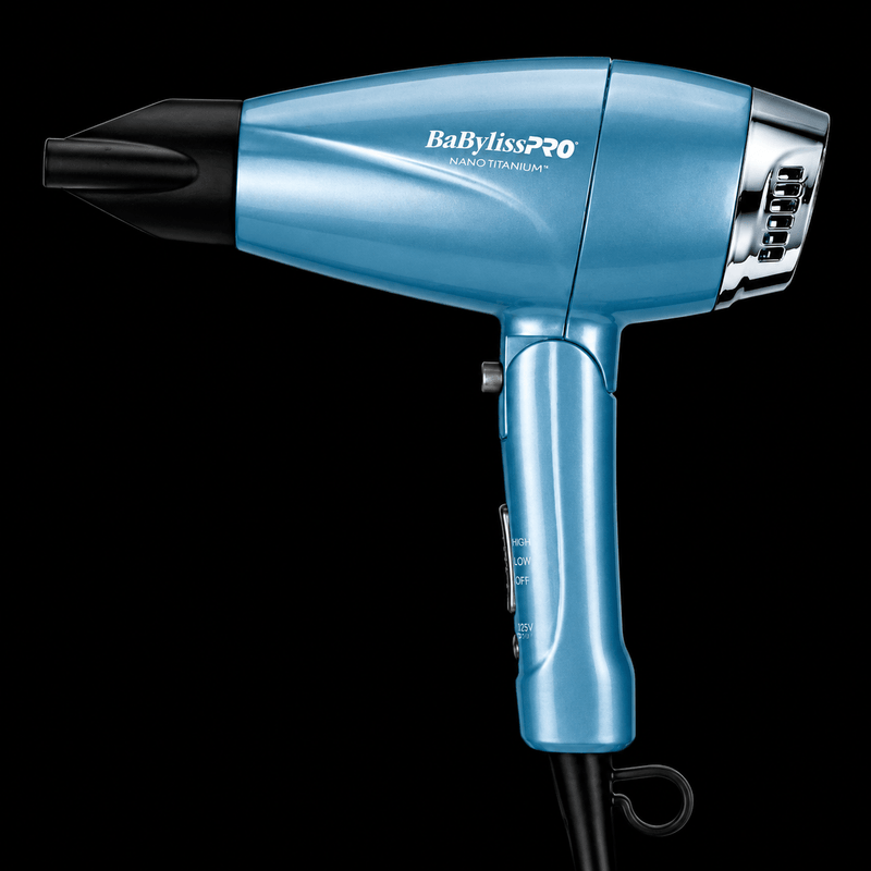 BaBylissPRO Nano Titanium Compact Folding Ionic Dryer – front view blue cordless hair dryer