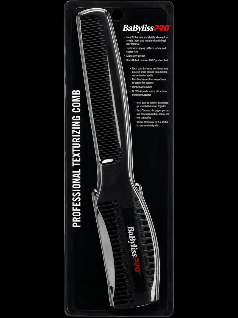 BaBylissPRO professional texturizing comb on a black background