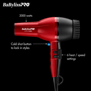 BaBylissPRO Super Turbo Hair Dryer Features 2000 Watts Multiple Heat Settings and Cool Shot Button Available at Primos Barber Supply