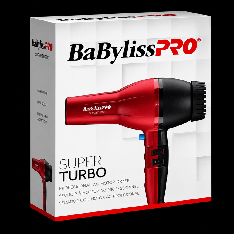BaBylissPRO Super Turbo Hair Dryer Retail Packaging Available at Primos Barber Supply