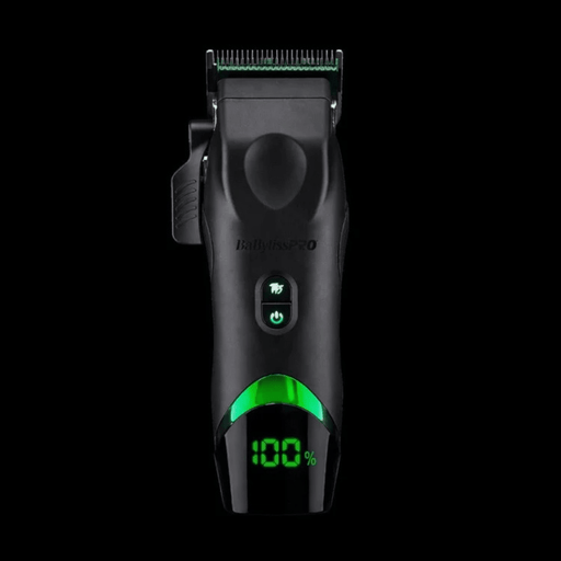 Hair trimmer with digital display on a black background