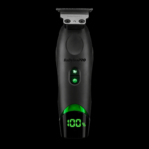 BaBylissPro hair trimmer with digital display on a black background