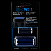 BaBylissPro UVFoil Double-Foil Shaver Replacement Kit packaging on a black background