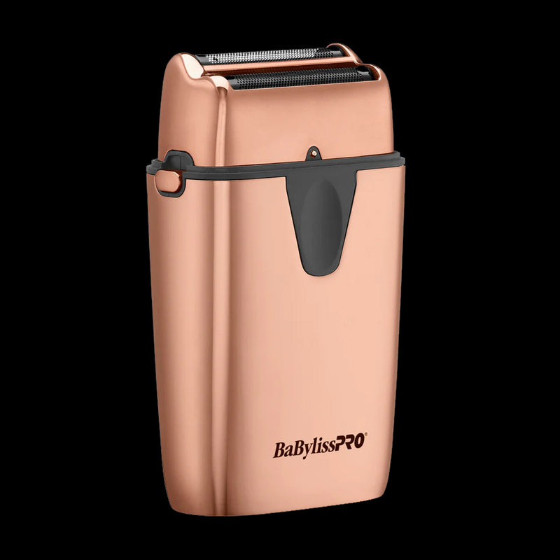 BaBylissPRO UVFOIL rose gold shaver angled closed view
