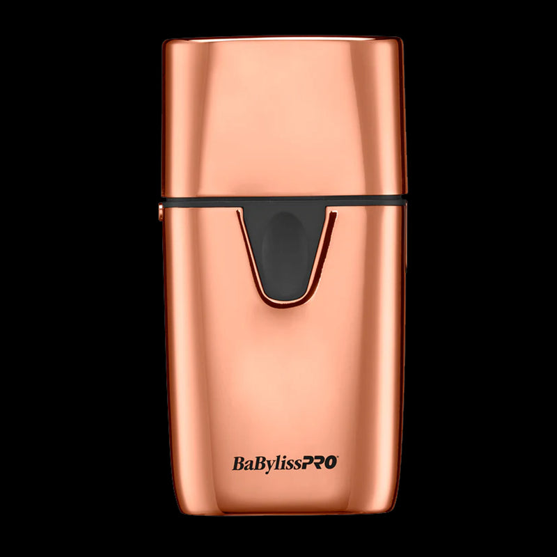 BaBylissPRO UVFOIL rose gold shaver front view with cap on