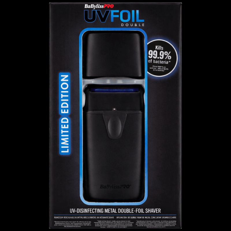 BaBylissPRO UVFOIL shaver matte black packaging front limited edition