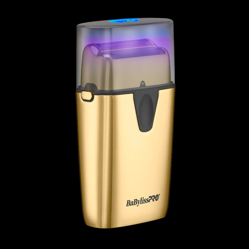 BaBylissPRO UVFOIL shaver with UV disinfecting lid active gold barber foil shaver