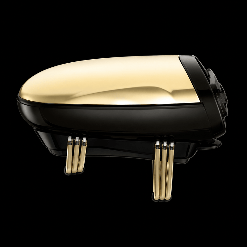 BaBylissPRO VIBEFX Gold Cordless Massager – side view on black background
