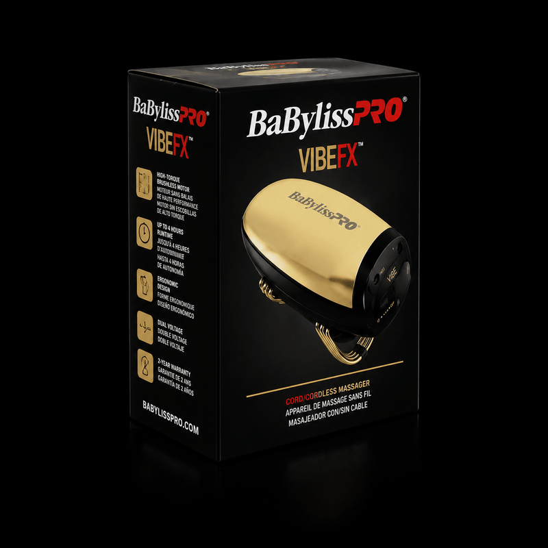 BaBylissPRO VIBEFX packaging on a black background