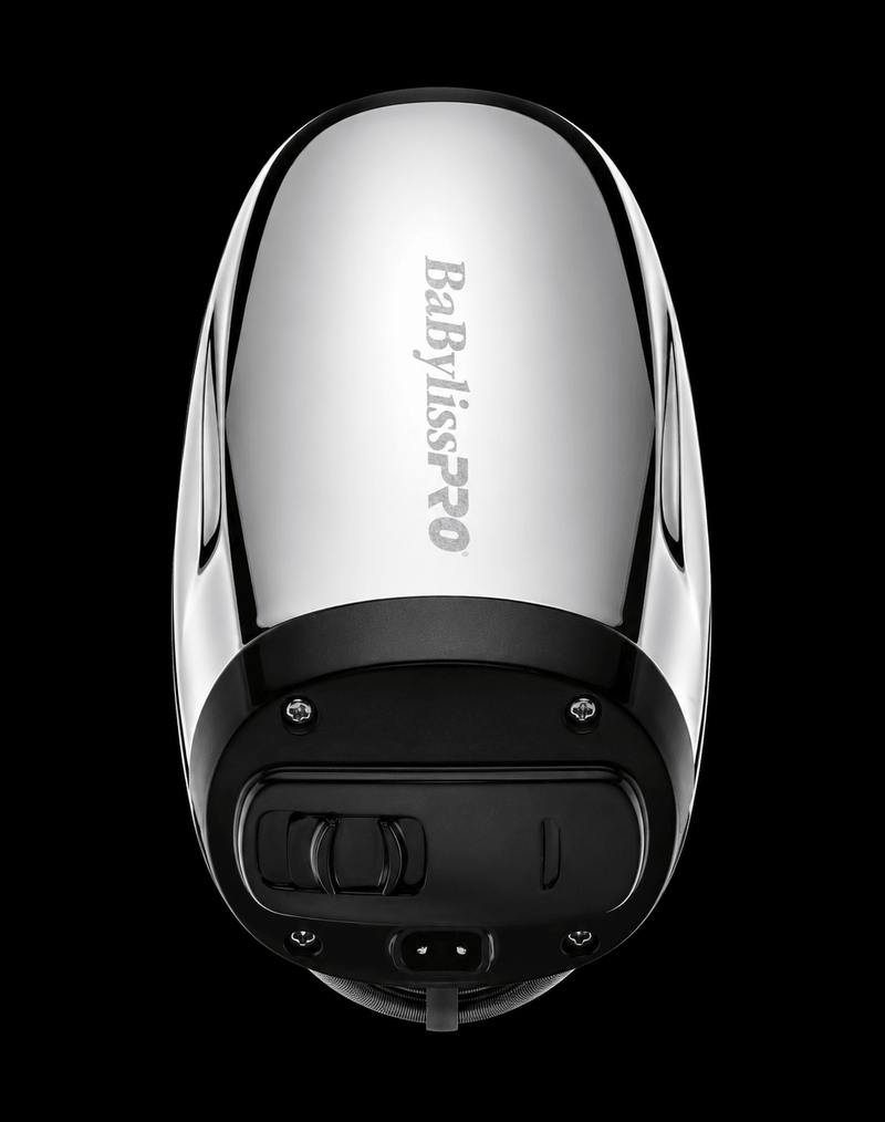 BaBylissPRO VIBEFX Silver Cordless Massager – side view on black background