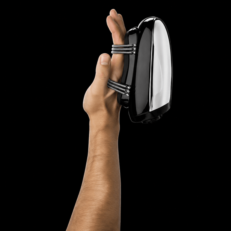 BaBylissPRO VibeFX Silver Cordless Massager – held in hand scalp massage position