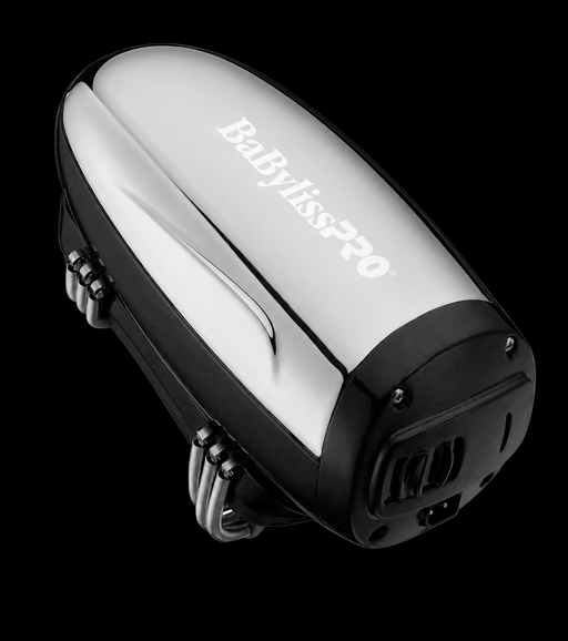 BaBylissPRO VIBEFX Silver Cordless Massager – front view on black background