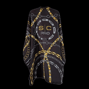 Black barber cape with gold chain design SC Pro professional haircut cape lightweight waterproof barber cape Primos Barber Supply