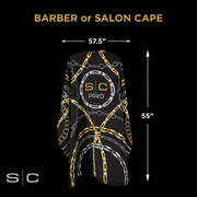 Barber cape size dimensions 55 by 57 professional haircut cape full coverage barber cape Primos Barber Supply
