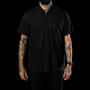 Barber Strong Barber Jacket Black front view on model
